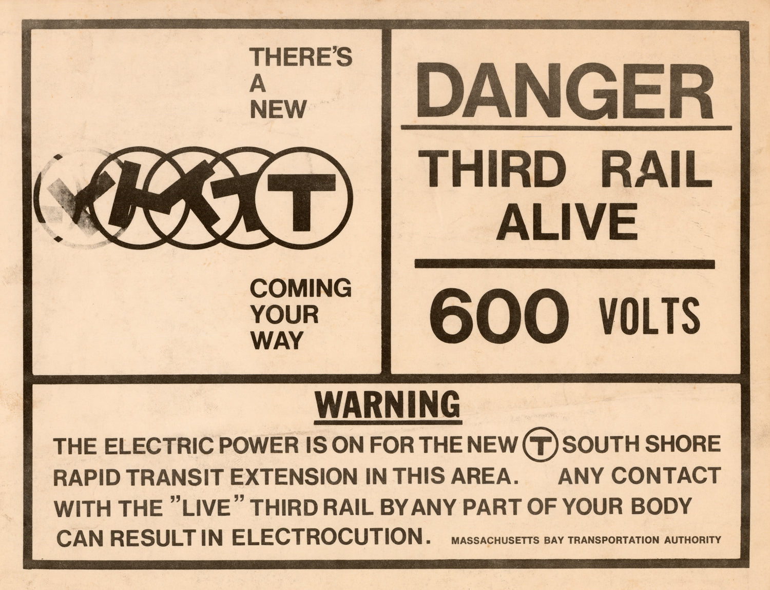 Vintage MBTA Graphic: There's a New T Coming... Danger Third Rail