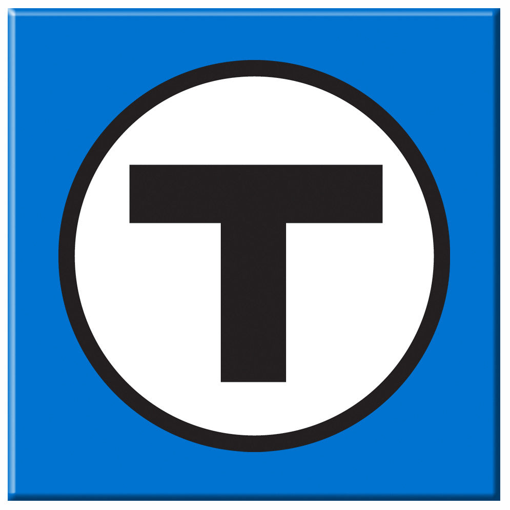 White T Logo on Blue Background