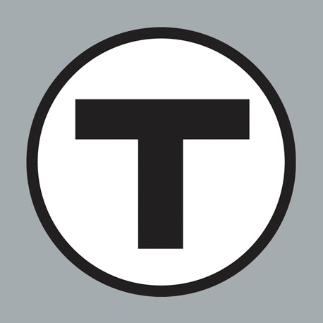 White T Logo on Silver Background