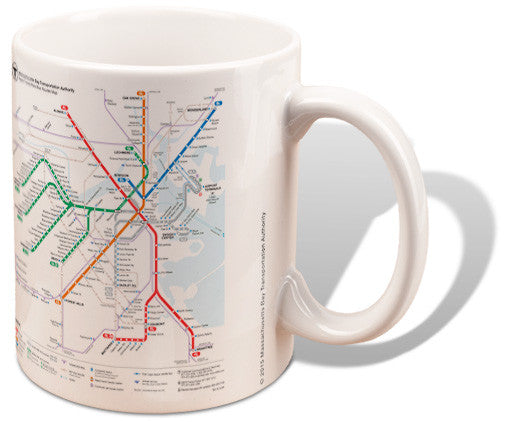 White Ceramic Mug with MBTA Rapid Transit Map on Both Sides