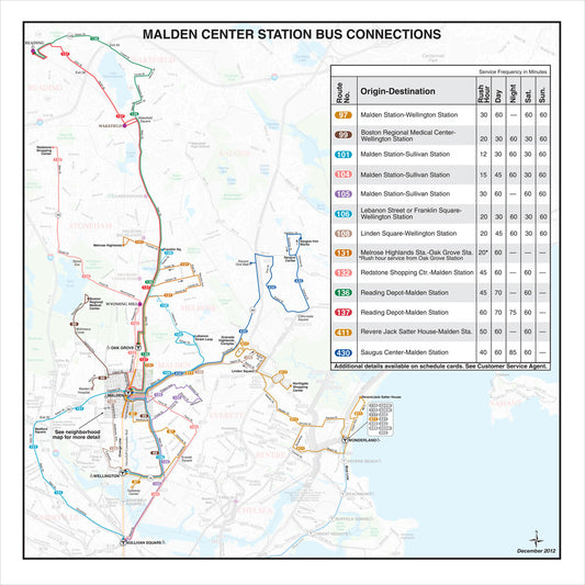 MBTA Malden Center Station Bus Connections Map (Dec. 2012)