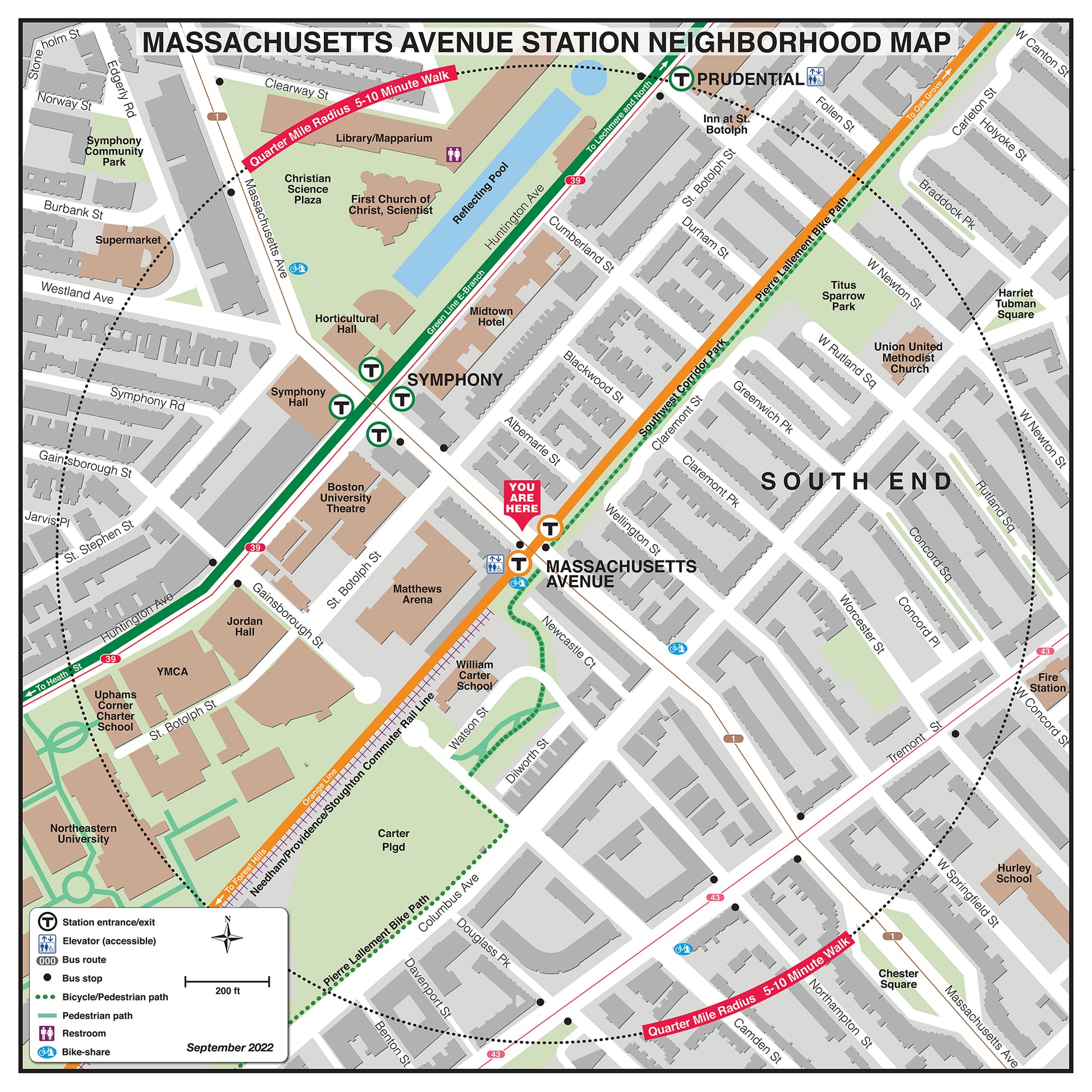 Orange Line Station Neighborhood Map: Massachusetts Avenue (Sept. 2022)