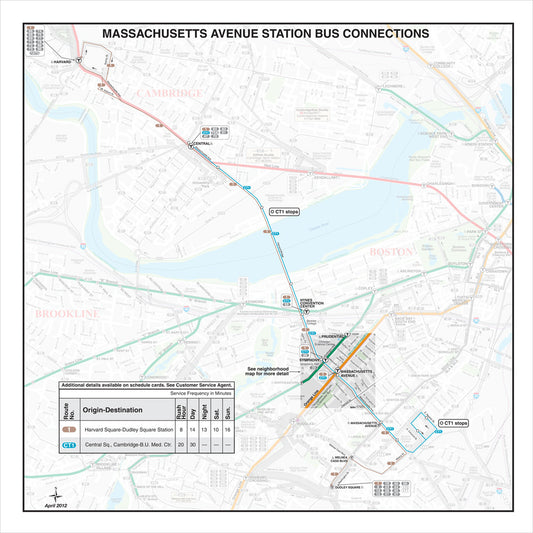 MBTA Massachusetts Avenue Station Bus Connections Map (Apr. 2012)