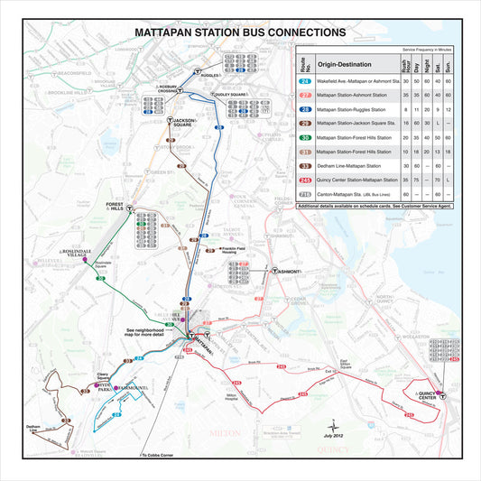 MBTA Mattapan Station Bus Connections Map (Jul 2012)