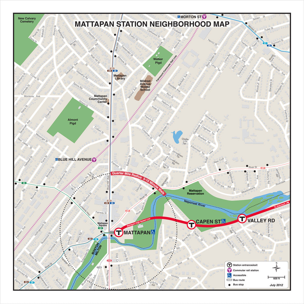 Red Line Station Neighborhood Map: Mattapan (Jul. 2012)