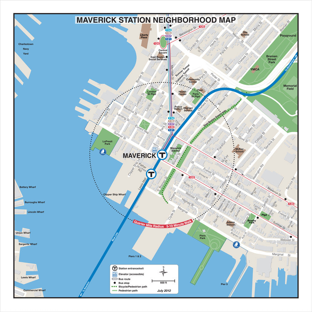 Blue Line Station Neighborhood Map: Maverick (Jul. 2012)