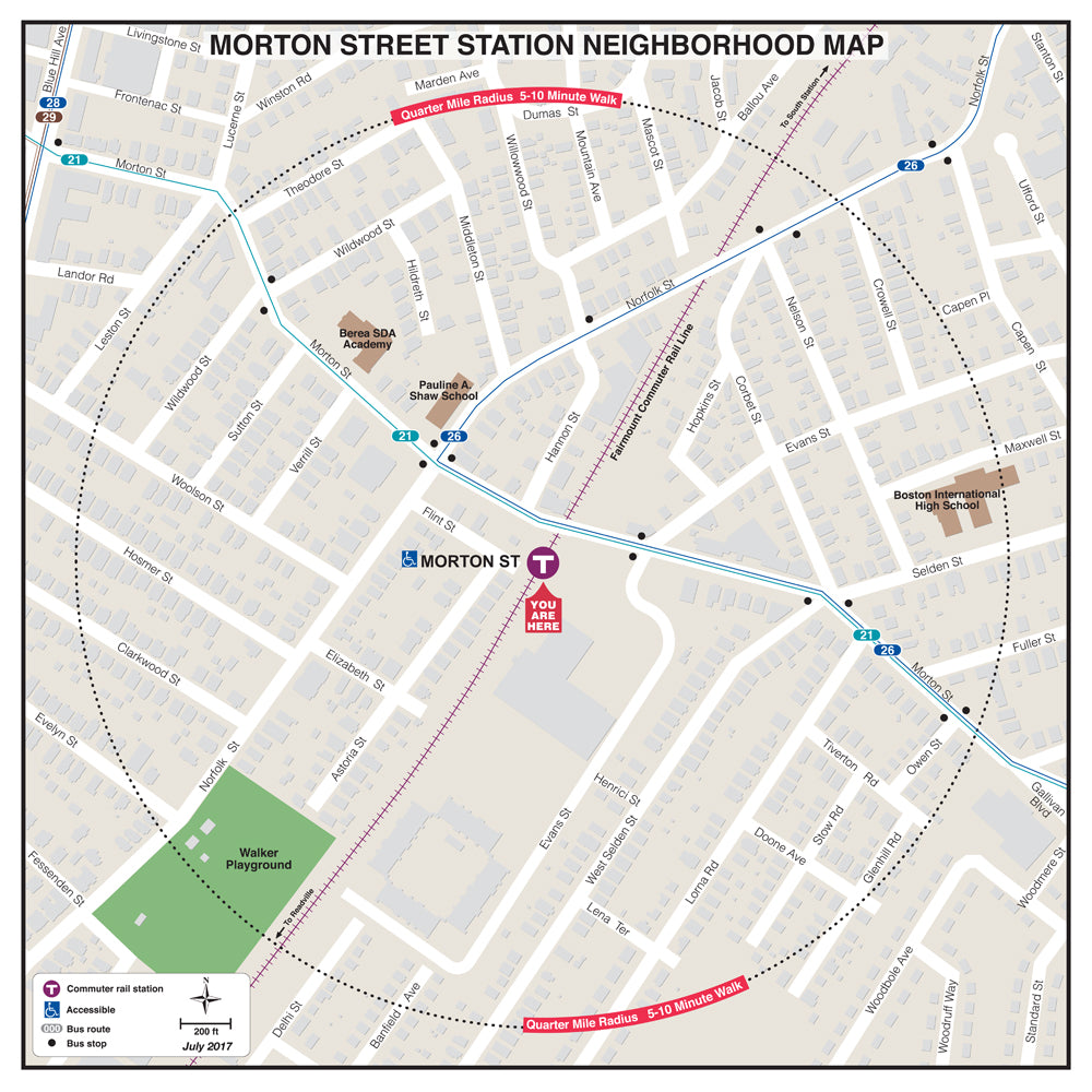 Commuter Rail Station Neighborhood Map: Morton Street (Jul. 2017)