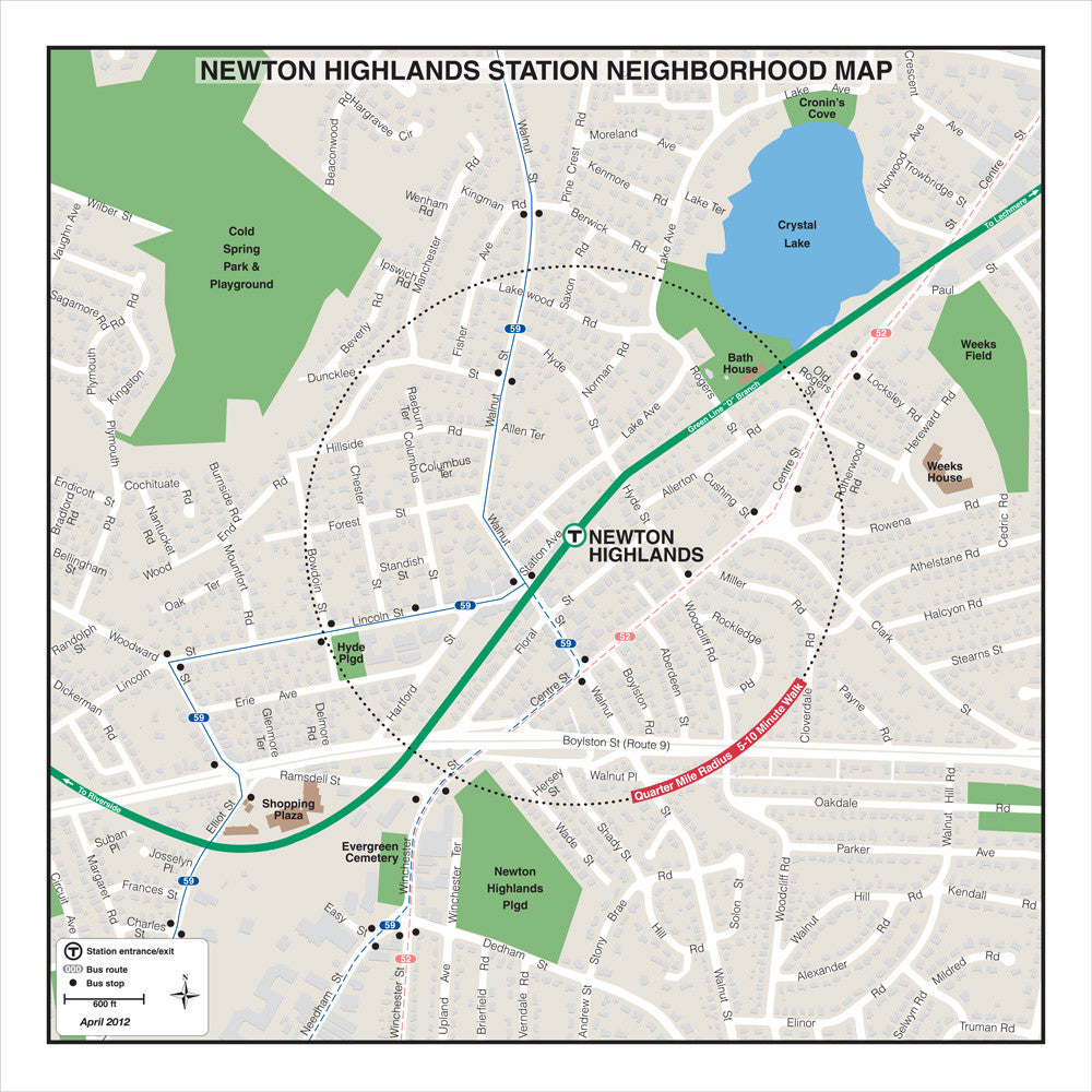 Green Line Station Neighborhood Map: Newton Highlands (Apr. 2012)