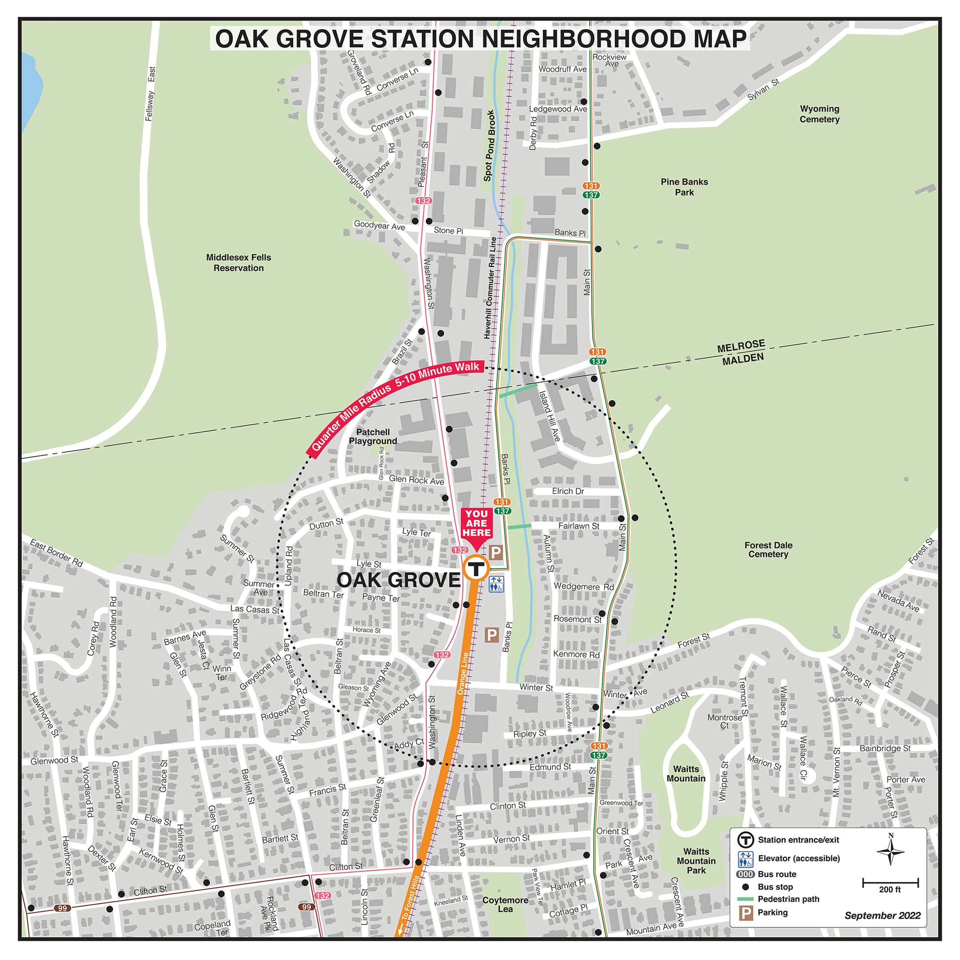 Orange Line Station Neighborhood Map: Oak Grove (Sept. 2022)