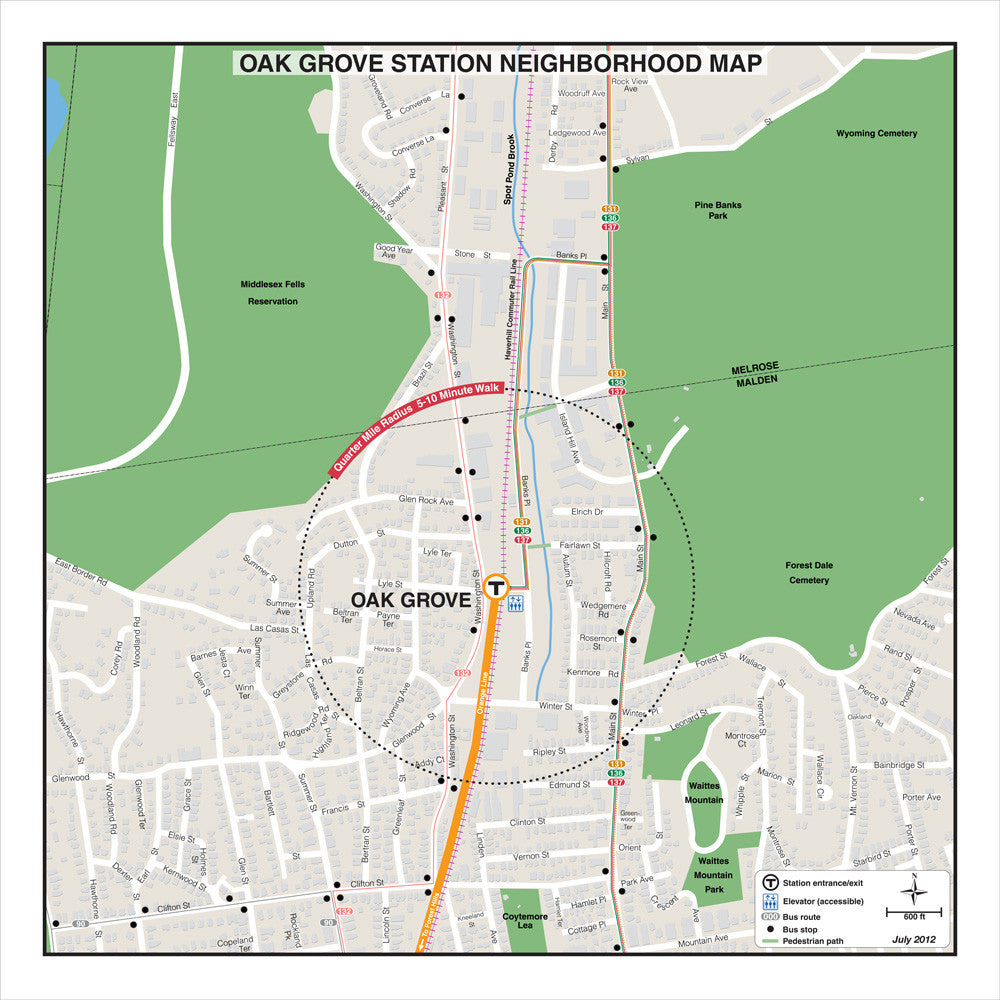 Orange Line Station Neighborhood Map: Oak Grove (Jul. 2012)