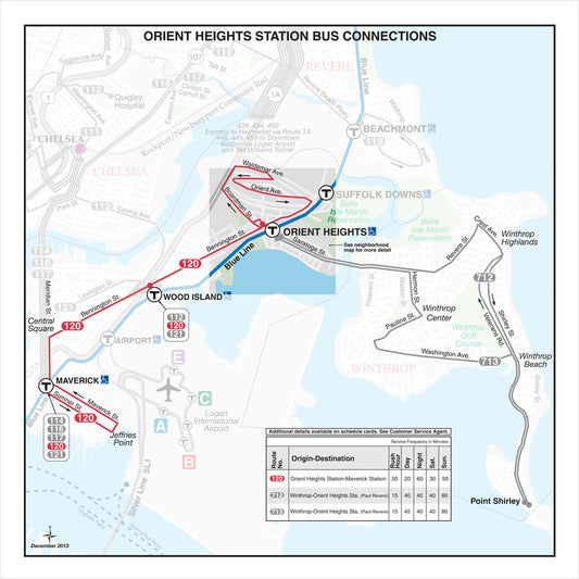 MBTA Orient Heights Station Bus Connections Map (Dec. 2013)