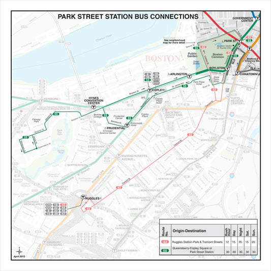 MBTA Park Street Station Bus Connections Map (Apr. 2012)