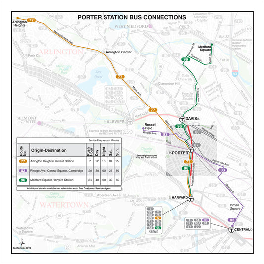 MBTA Porter Station Bus Connections Map (Sep. 2012)