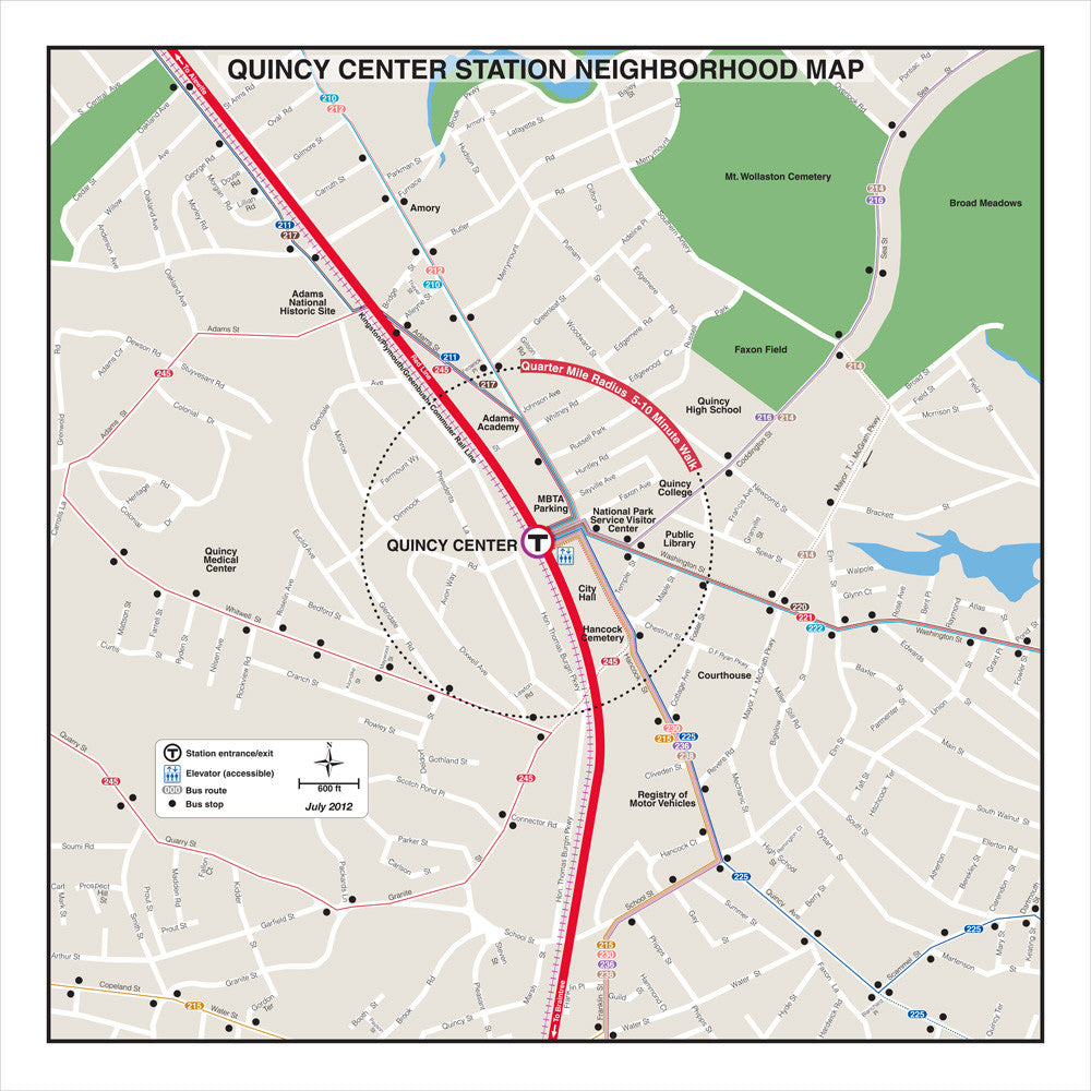 Red Line and Commuter Rail Station Neighborhood Map: Quincy Center (Dec. 2012)