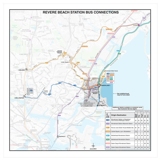 MBTA Revere Beach Station Bus Connections Map (Jun. 2012)