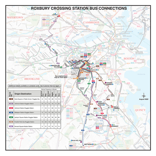 MBTA Roxbury Crossing Station Bus Connections Map (Sept. 2022)