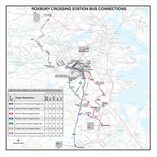MBTA Roxbury Crossing Station Bus Connections Map (Dec. 2012)
