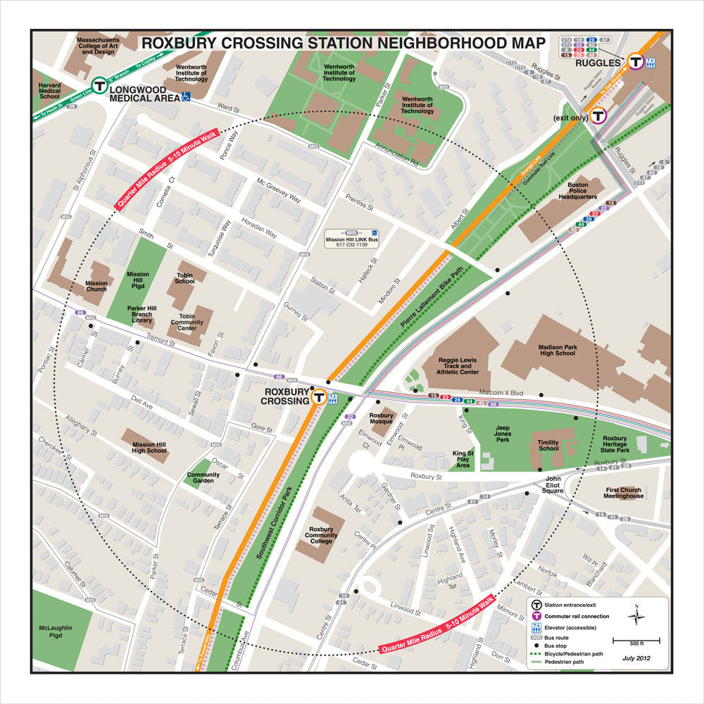 Orange Line Station Neighborhood Map: Roxbury Crossing (Jul. 2012)