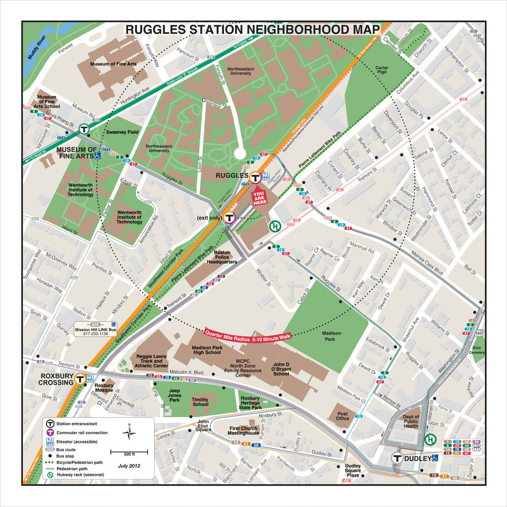Orange Line and Commuter Rail Station Neighborhood Map: Ruggles (Jul. 2012)