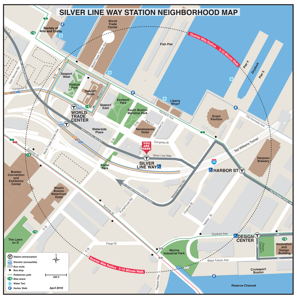 MBTA Silver Line Way Neighborhood Map (April 2018) – MBTAgifts