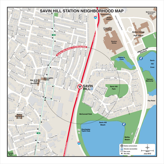 Red Line Station Neighborhood Map: Savin Hill (Jul. 2012)