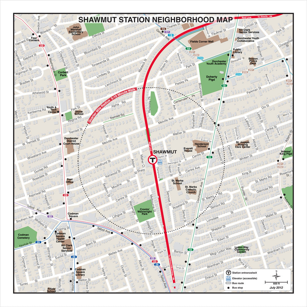 Red Line Station Neighborhood Map: Shawmut (Jul. 2012)