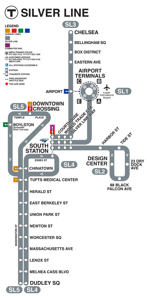 Silver Line Gateway Map (2018) Vertical Format โ MBTAgifts