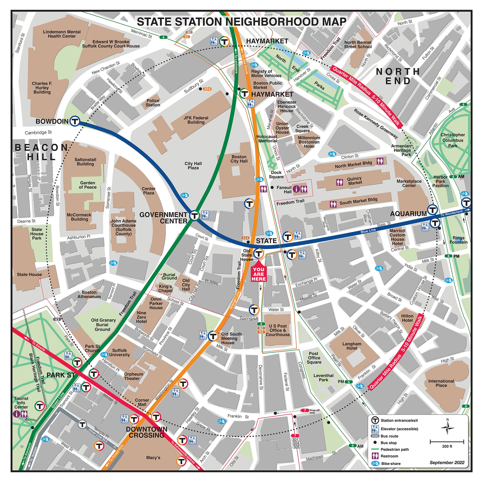 Blue Line and Orange Line Station Neighborhood Map: State (Sept. 2022)