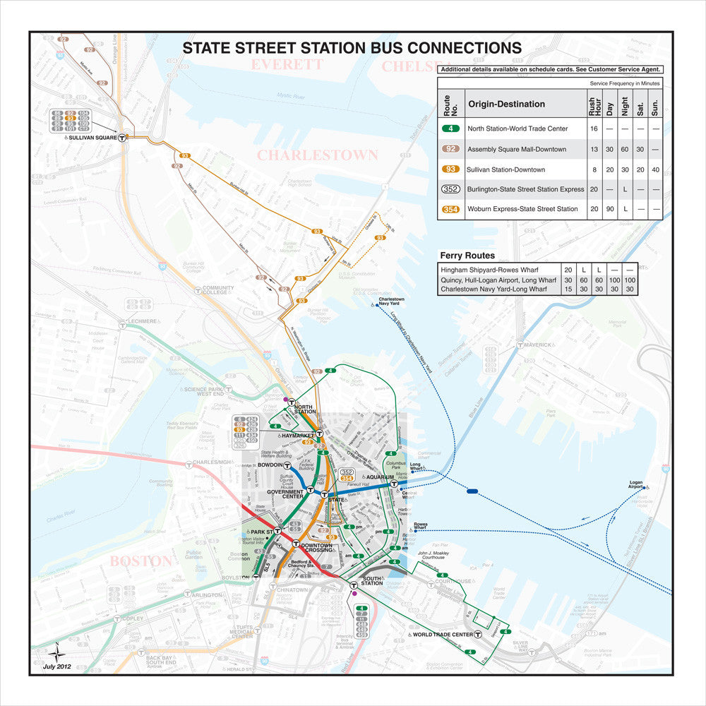 MBTA State Station Bus Connections Map (Jul. 2012) – MBTAgifts