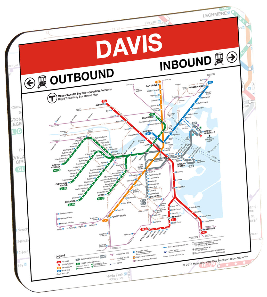Red Line Station Coaster: Davis