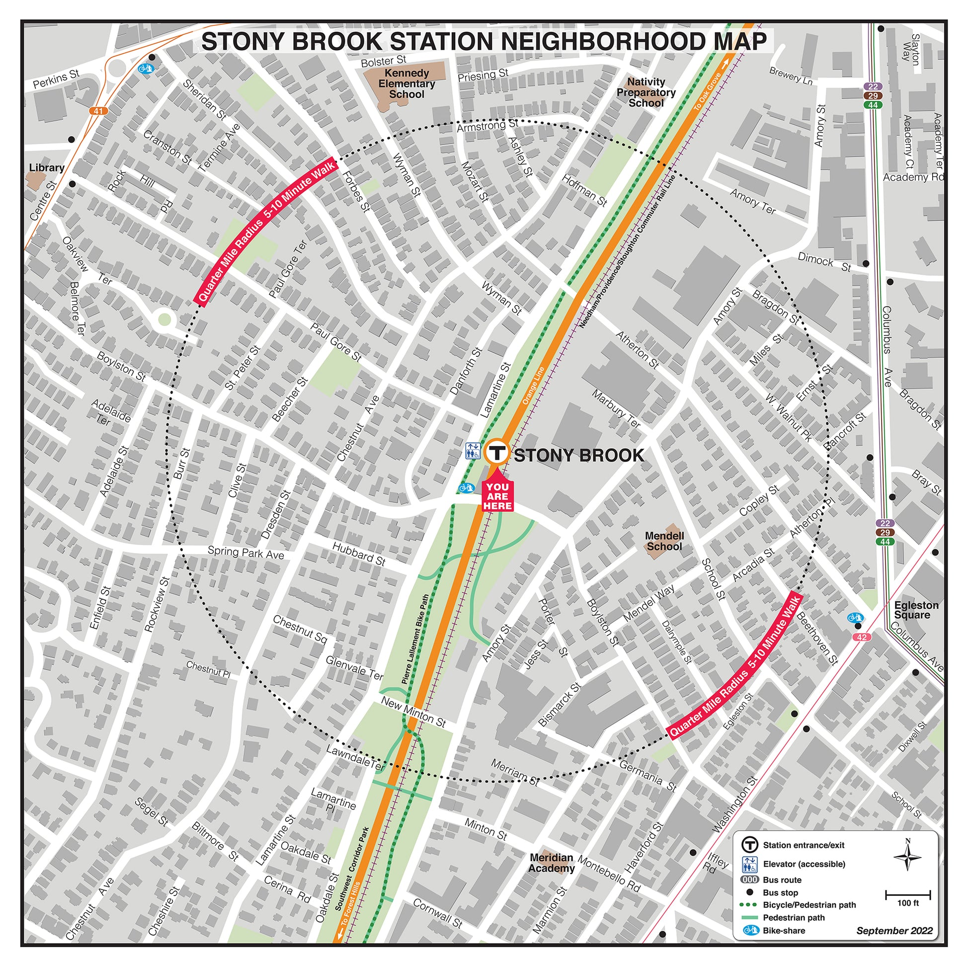 Orange Line Station Neighborhood Map: Stony Brook (Sept. 2022)