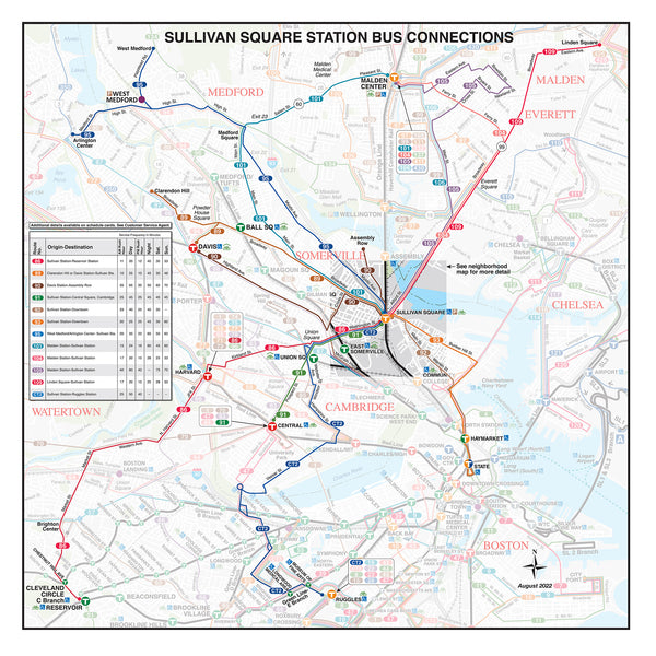 MBTA Sullivan Square Station Bus Connections Map (Sept. 2022) MBTAgifts