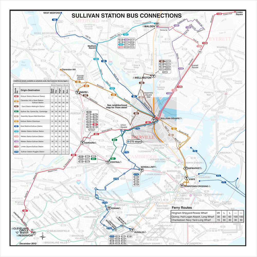 MBTA Sullivan Square Station Bus Connections Map (Jul. 2012) MBTAgifts