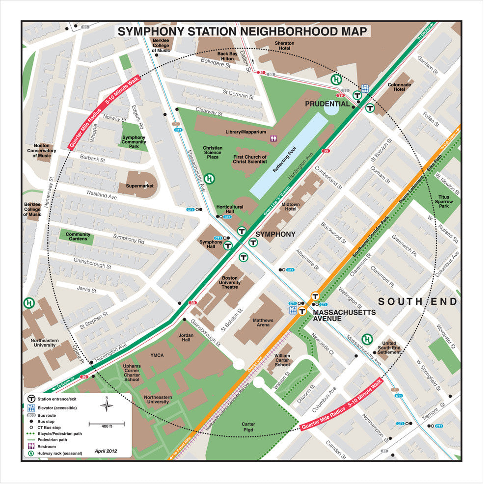 Green Line Station Neighborhood Map: Symphony (Apr. 2012)
