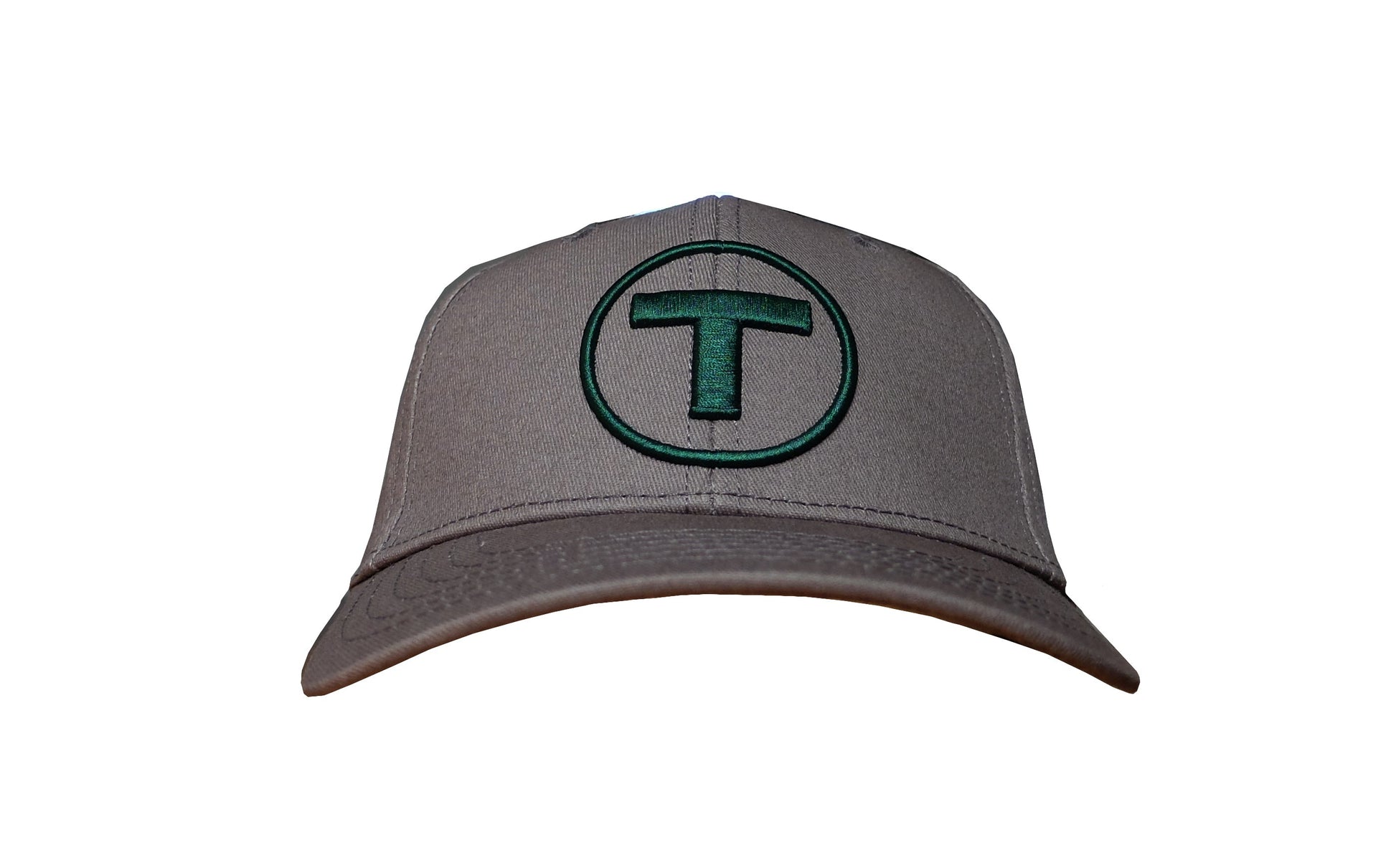 Gray Adult Hat with Dark Green "T" Logo