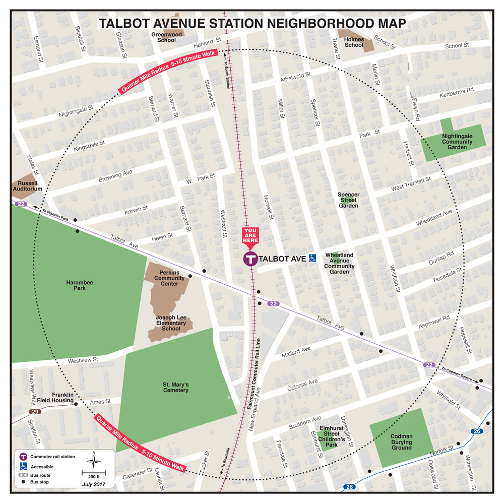Commuter Rail Station Neighborhood Map: Talbot Avenue (Jul. 2017)