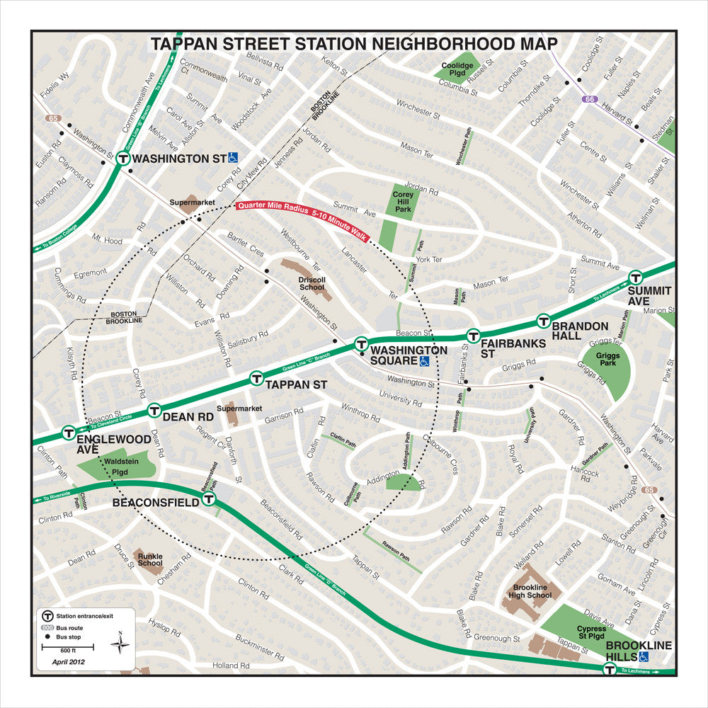 Green Line Station Neighborhood Map: Tappan Street (Apr. 2012)