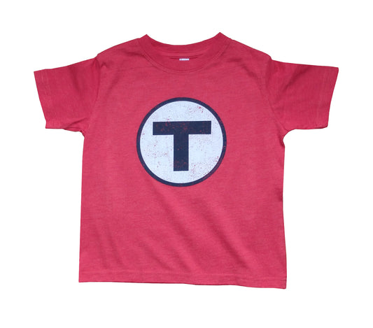 Red T-Shirt with White & Black MBTA "T" Logo