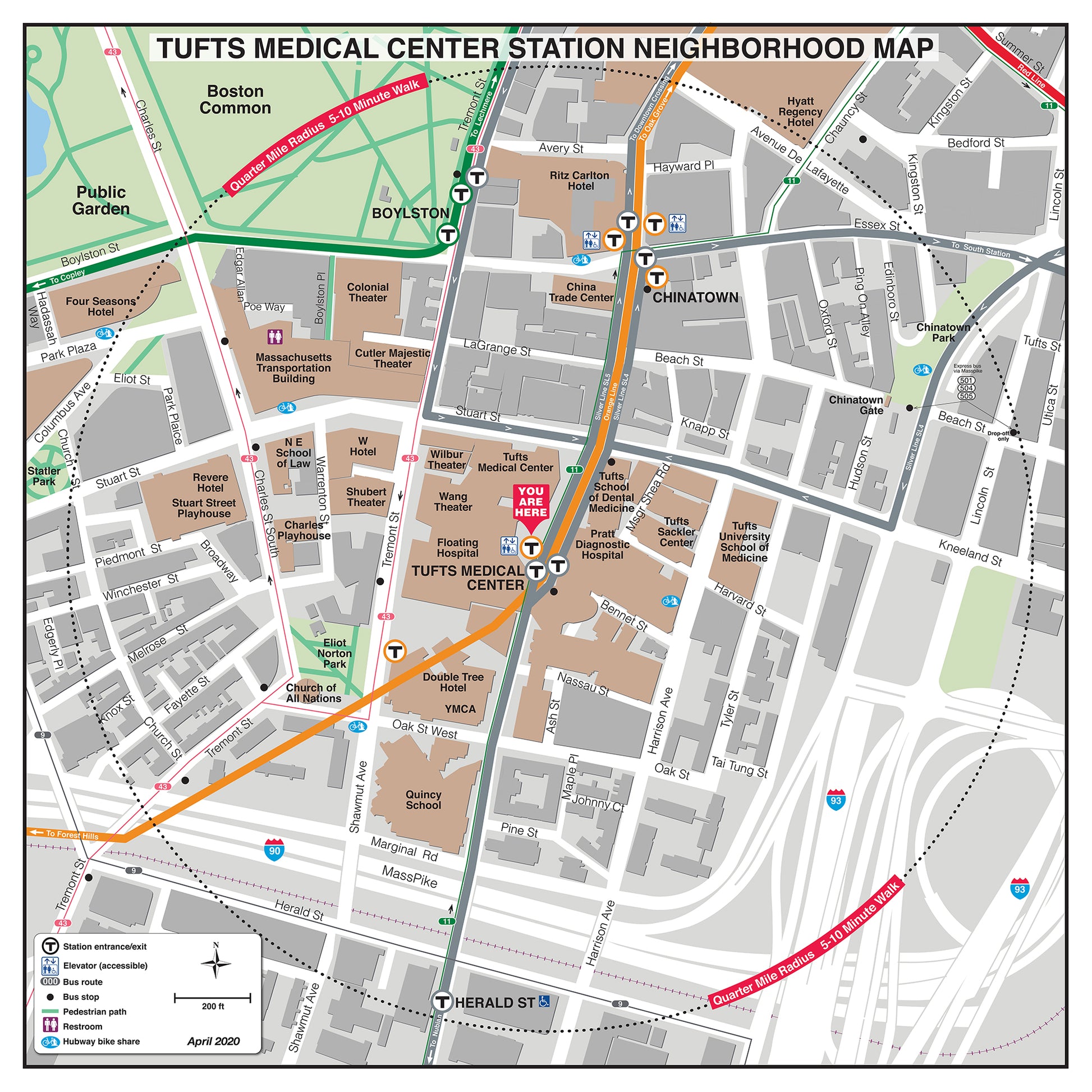Orange Line Station Neighborhood Map: Tufts Medical Center (Sept. 2022)