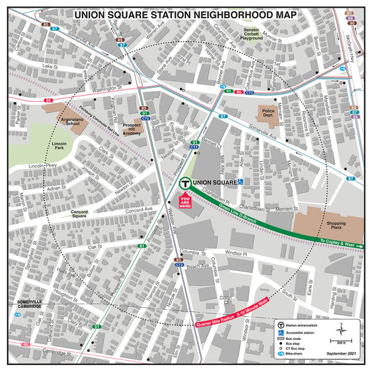 Green Line Station Neighborhood Map: Union Square (March 2022)