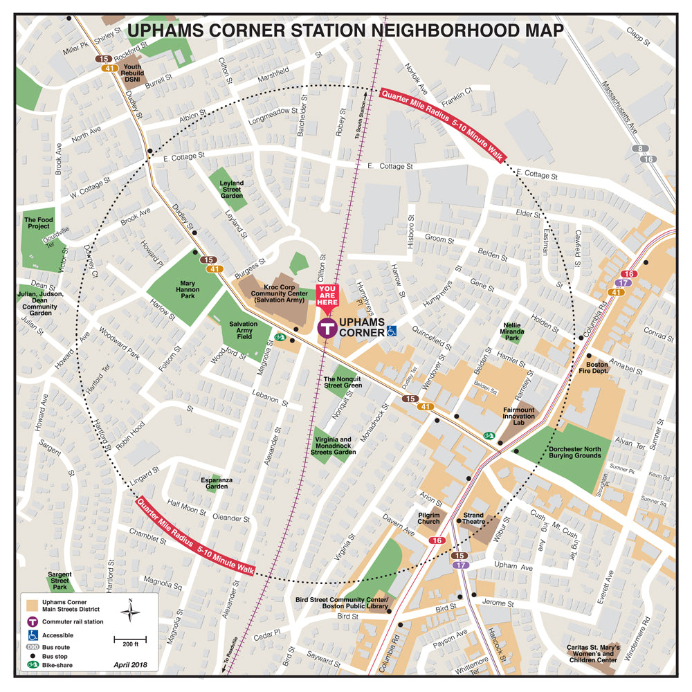 Commuter Rail Station Neighborhood Map: Uphams Corner (Apr. 2018)