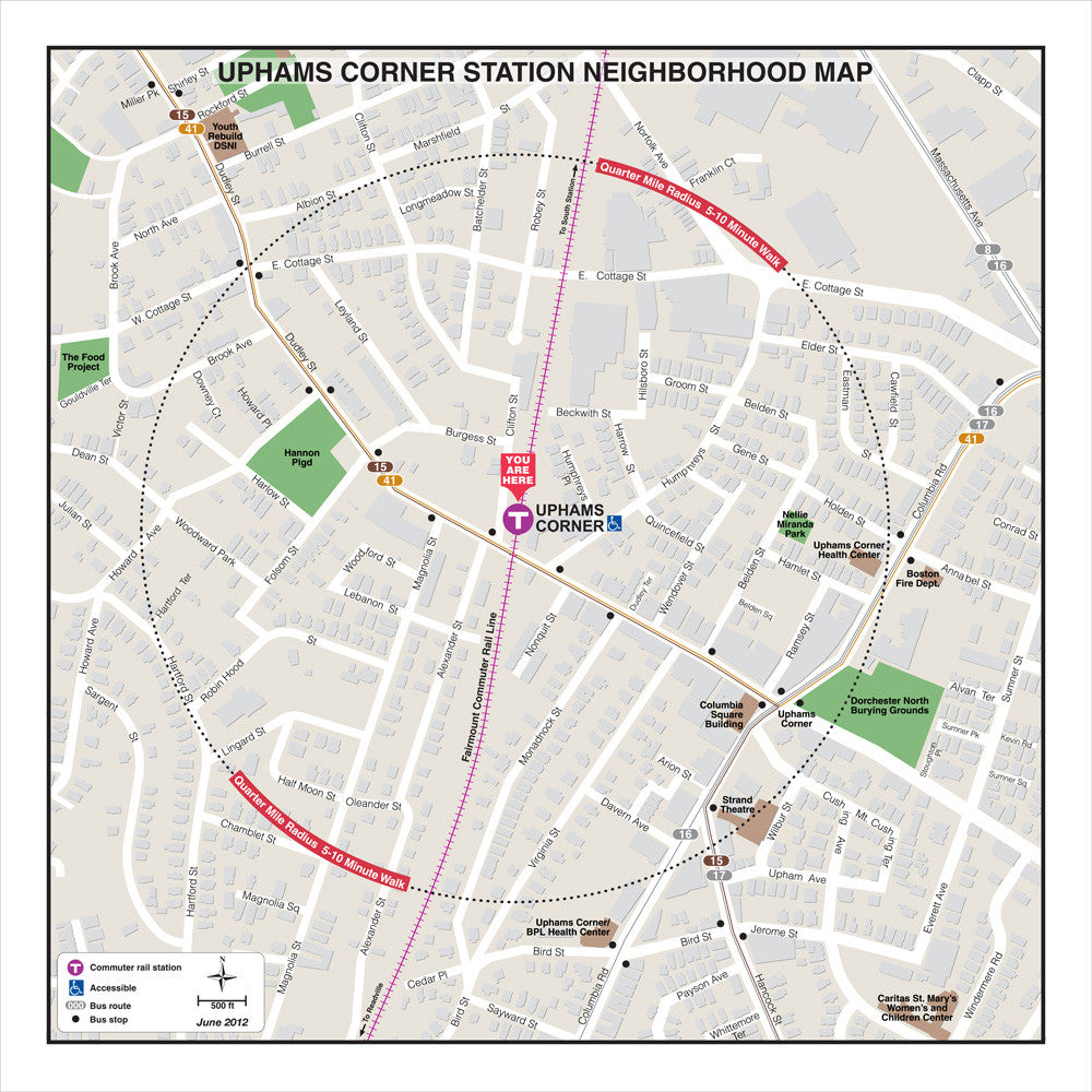 Commuter Rail Station Neighborhood Map: Uphams Corner (June 2012)