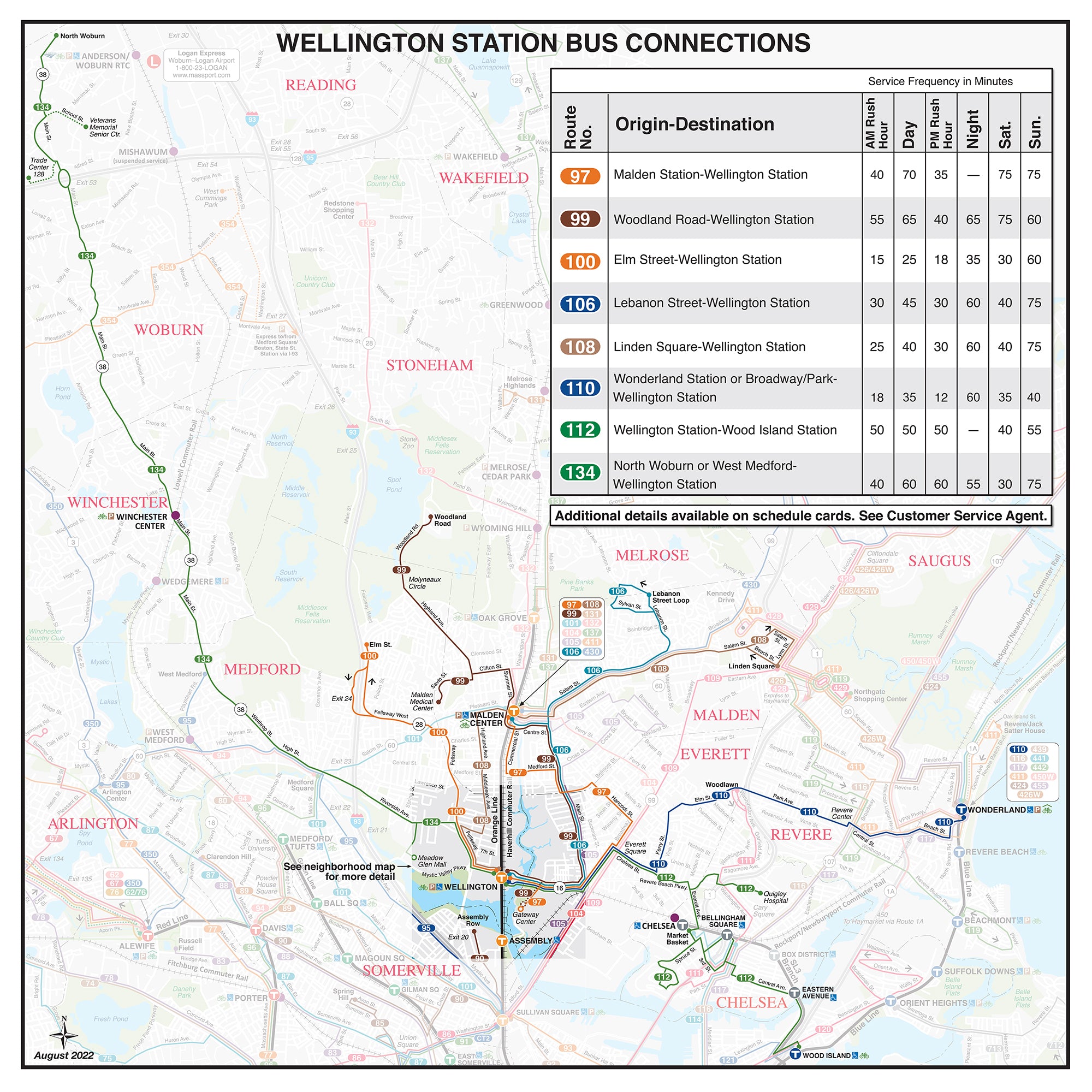 MBTA Wellington Station Bus Connections Map (Sept. 2022) – MBTAgifts