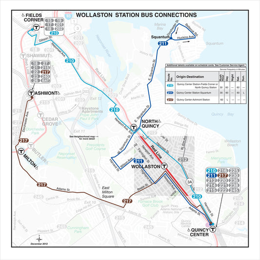 MBTA Wollaston Station Bus Connections Map (Dec. 2012)