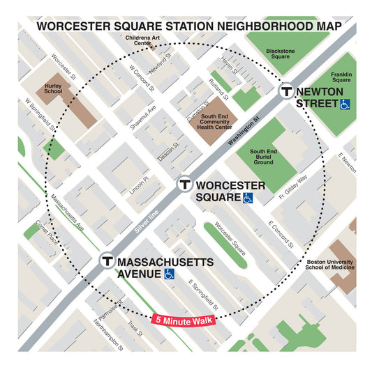 Silver Line Station Neighborhood Map: Worcester Square 