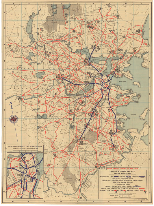 1937 Boston Elevated Railway Co. System Map No. 2