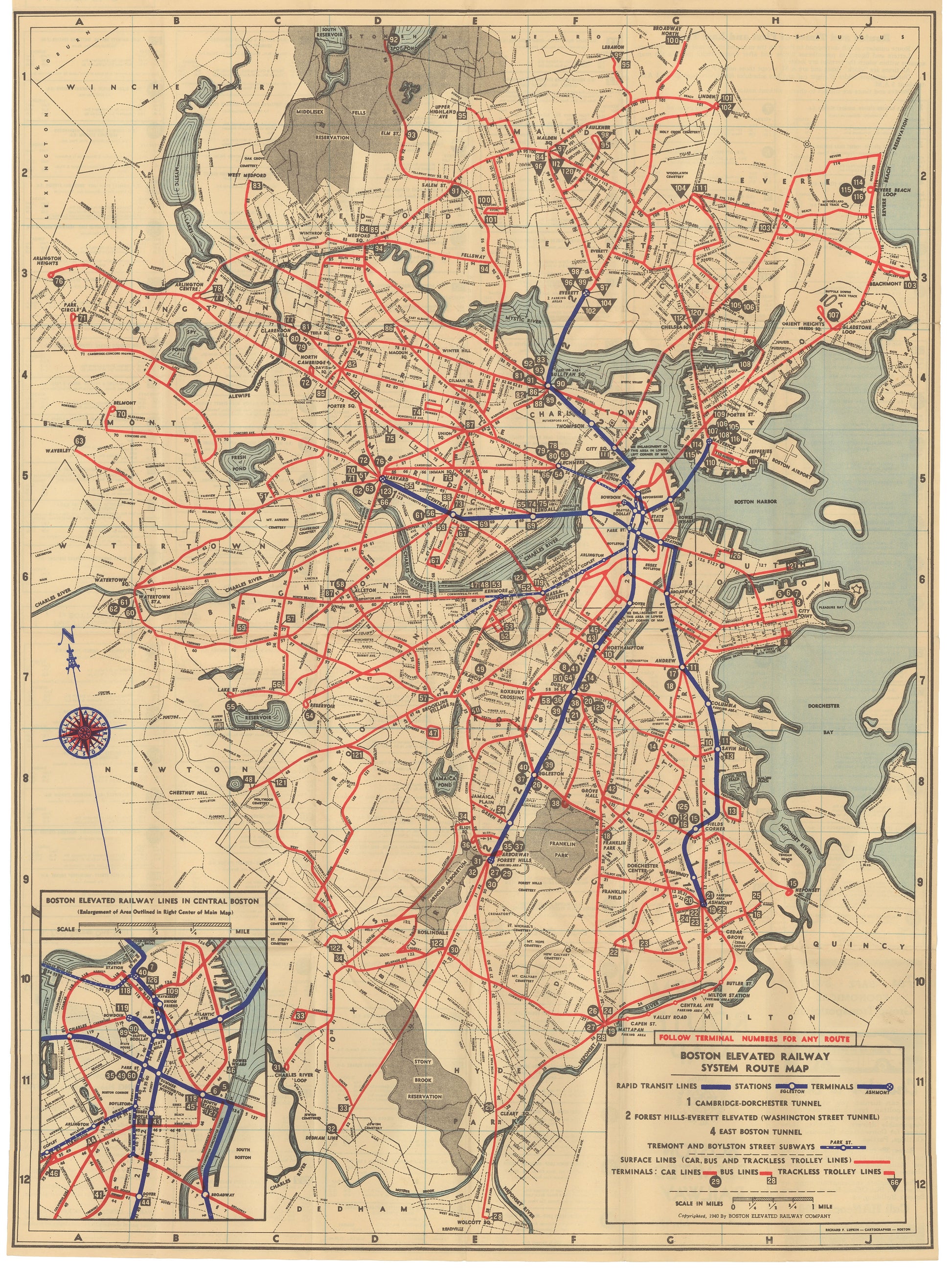 1940 Boston Elevated Railway Co. System Map No. 4