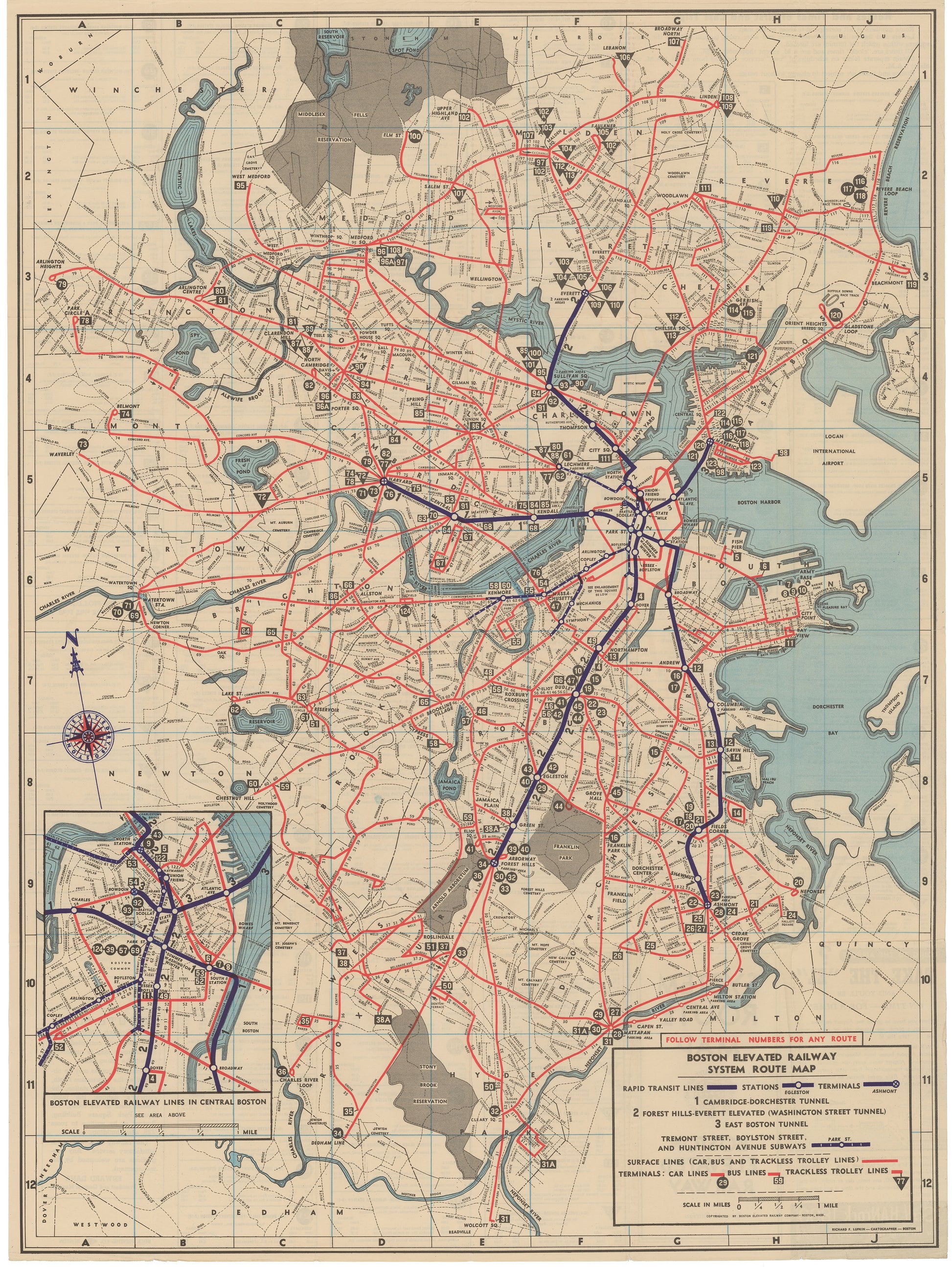 1946 Boston Elevated Railway Co. System Map No. 7