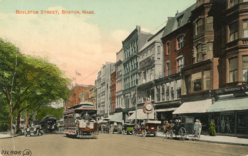 Vintage Postcard: Boylston Street Streetcars