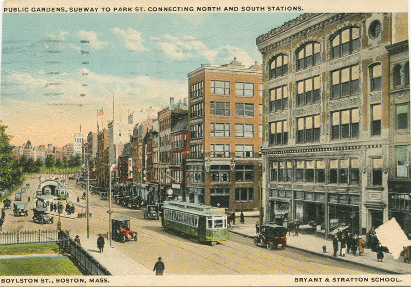 Vintage Postcard: Boylston Street and Streetcar Incline